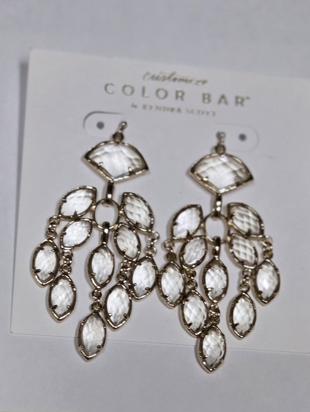 Kendra Scott Gwen GOLD Chandelier Earrings Clear Glass Rare/Vintage - Picture 6 of 7